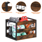 2-Pack Vinyl Record Storage Box - Wood Cube Album Holder with Handles for LPs & Office Files,