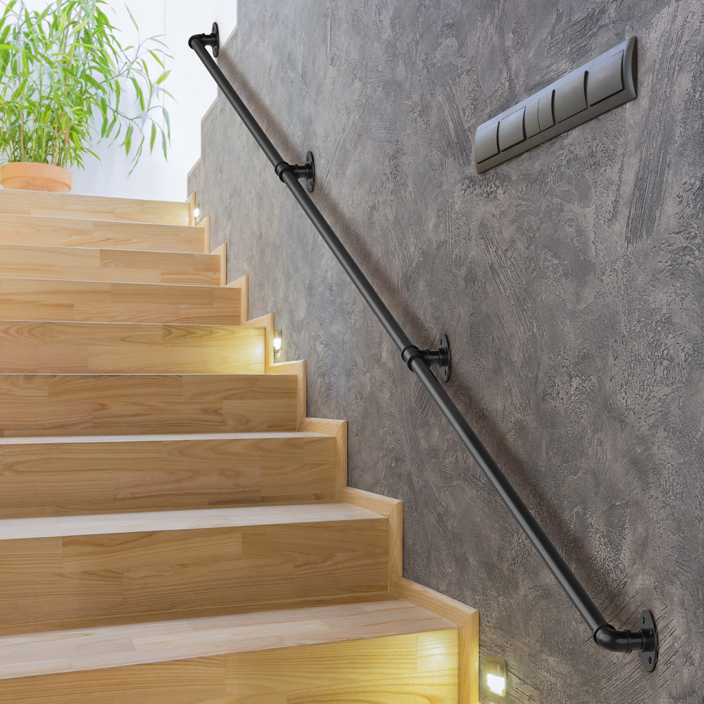 Industrial Pipe Handrail | Heavy-Duty Wall-Mounted Safety Rail for Indoor & Outdoor Steps
