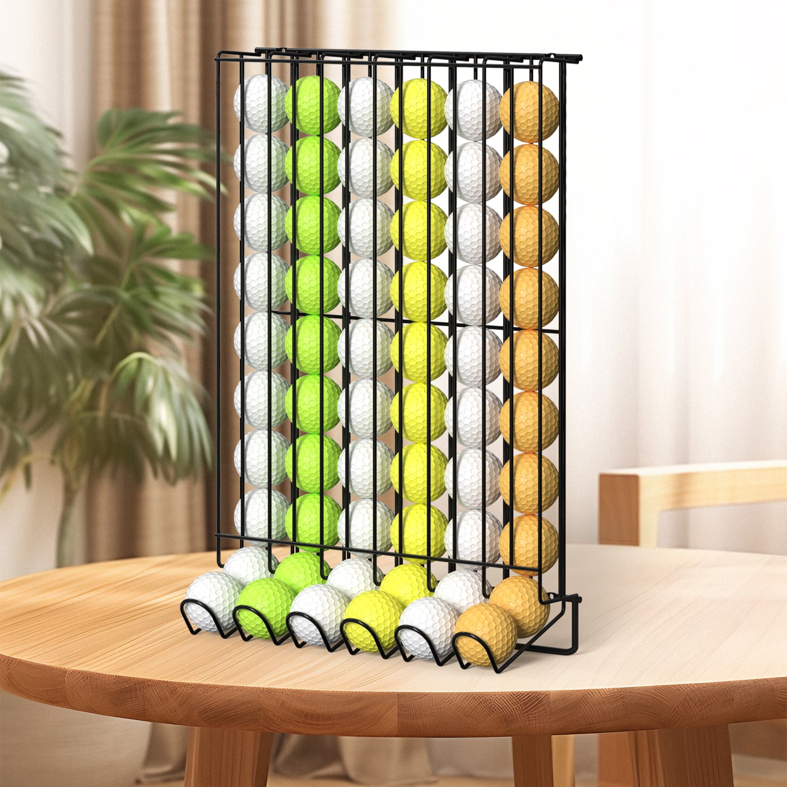 Golf Ball Display Case & Holder (60 Balls), Wall-Mount & Tabletop Steel Storage Rack for Golf Accessories