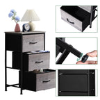 3-Drawer Fabric Nightstand Dresser - Small Storage Tower for Bedroom & Closets
