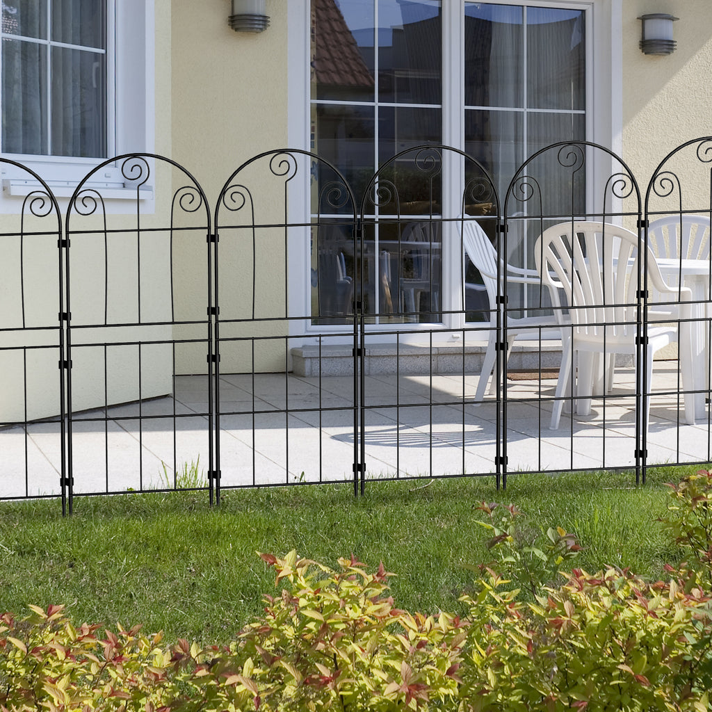 Decorative Scroll Garden Fence - Rustproof Metal Border - No-Dig Animal Barrier for Flower Beds,