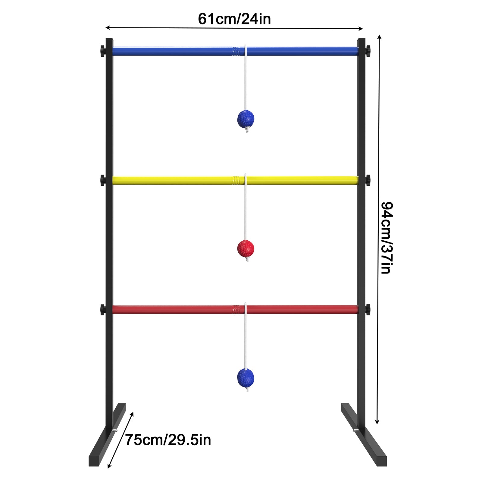 Outdoor Lawn Ladder Toss Game with 6 Soft Rubber Bolo Balls, Family Backyard Set for Camping and Beach Fun