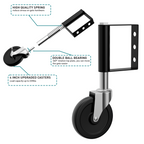 2-Pack 4-Inch Spring Loaded Gate Casters, Heavy Duty Gate Wheels with 220 Lbs Capacity for Metal and Wood Gates,