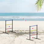 Outdoor Lawn Ladder Toss Game with 6 Soft Rubber Bolo Balls, Family Backyard Set for Camping and Beach Fun