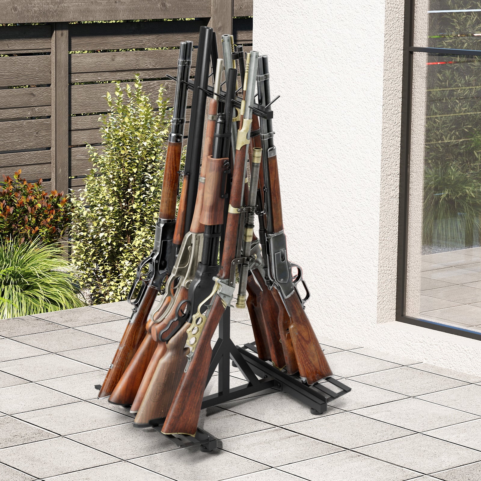 9-Slot Vertical Rifle Stand Rack with Soft Padding