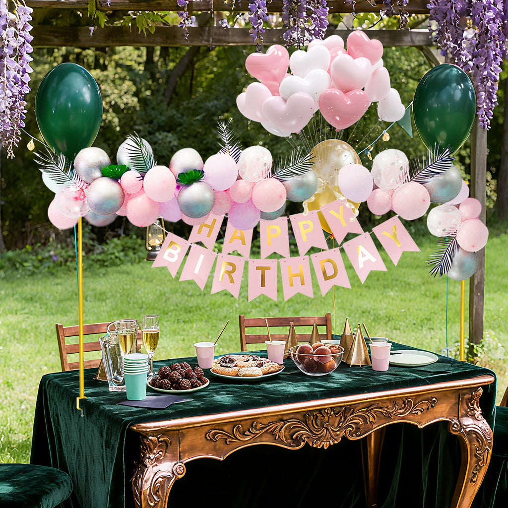 Adjustable Over The Table Rod Stand With Clamps, Table Banner Balloon Stand, Hanging Flowers Decor Rod for Wedding Birthday Party, Gold