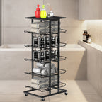 5-Tier Rolling Beverage Storage Rack with Lockable Wheels - Multi-Purpose Kitchen Pantry Organizer & Mobile Can Holder for Soda & Bottled Water