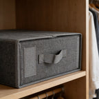 2-Pack Bed Sheet Storage Organizers - Grey Linen Closet Box with Label Pocket & Zipper