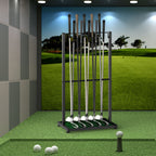Professional Golf Club Display Stand - 10-Club Rolling Storage Rack for Garage & Indoor Use, Black,