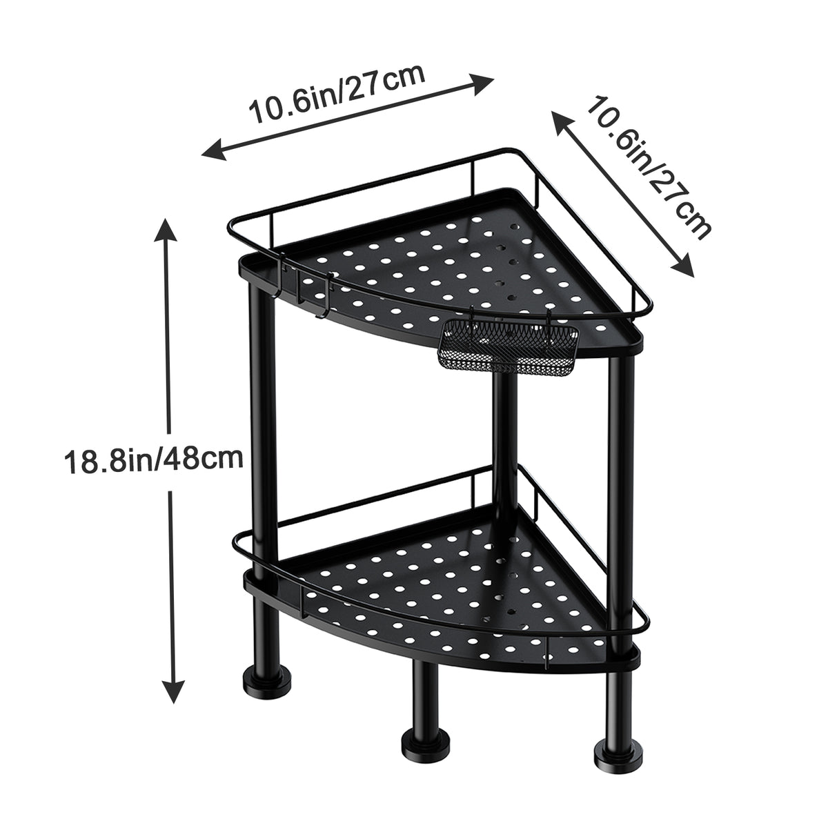 4/3/2 Tier Corner Shower Caddy Stand, Bathroom Storage Corner Shelves for Bathroom Shampoo Storage Organizer with Soap Rack and Hooks, Rustproof Metal Sturdy Floor Shower Shelf with Soap Holder, Easy to Install, Black