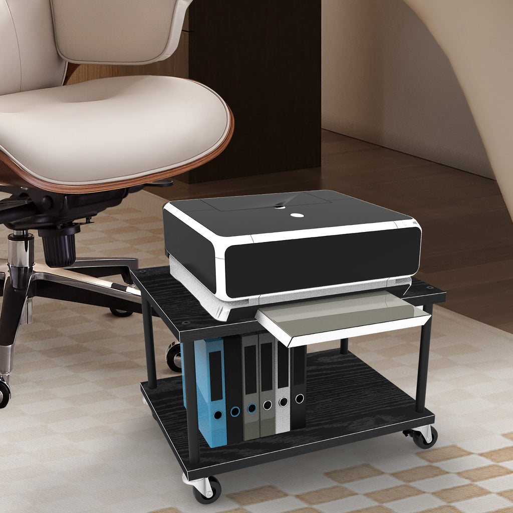 2-Tier Mobile Printer Stand with Lockable Casters