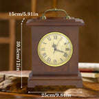 Rustic Brown Mantel Clock with Hidden Safe - Secret Compartment for Rings & Watches - Antique Battery Operated Clock,