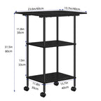3-Tier Rolling Printer Stand with Storage - Mobile Under Desk Machine Cart for Home Office Supplies, Black,