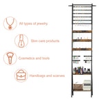 Floor-Standing Jewelry Organizer Mirror with Storage Shelves