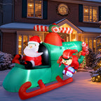8.5FT Christmas Inflatable Santa Helicopter with Elf, Weatherproof Outdoor Xmas Decor with LED Lights