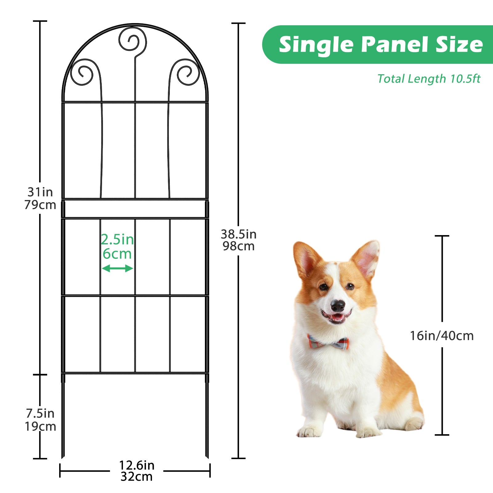 Decorative Scroll Garden Fence - Rustproof Metal Border - No-Dig Animal Barrier for Flower Beds,