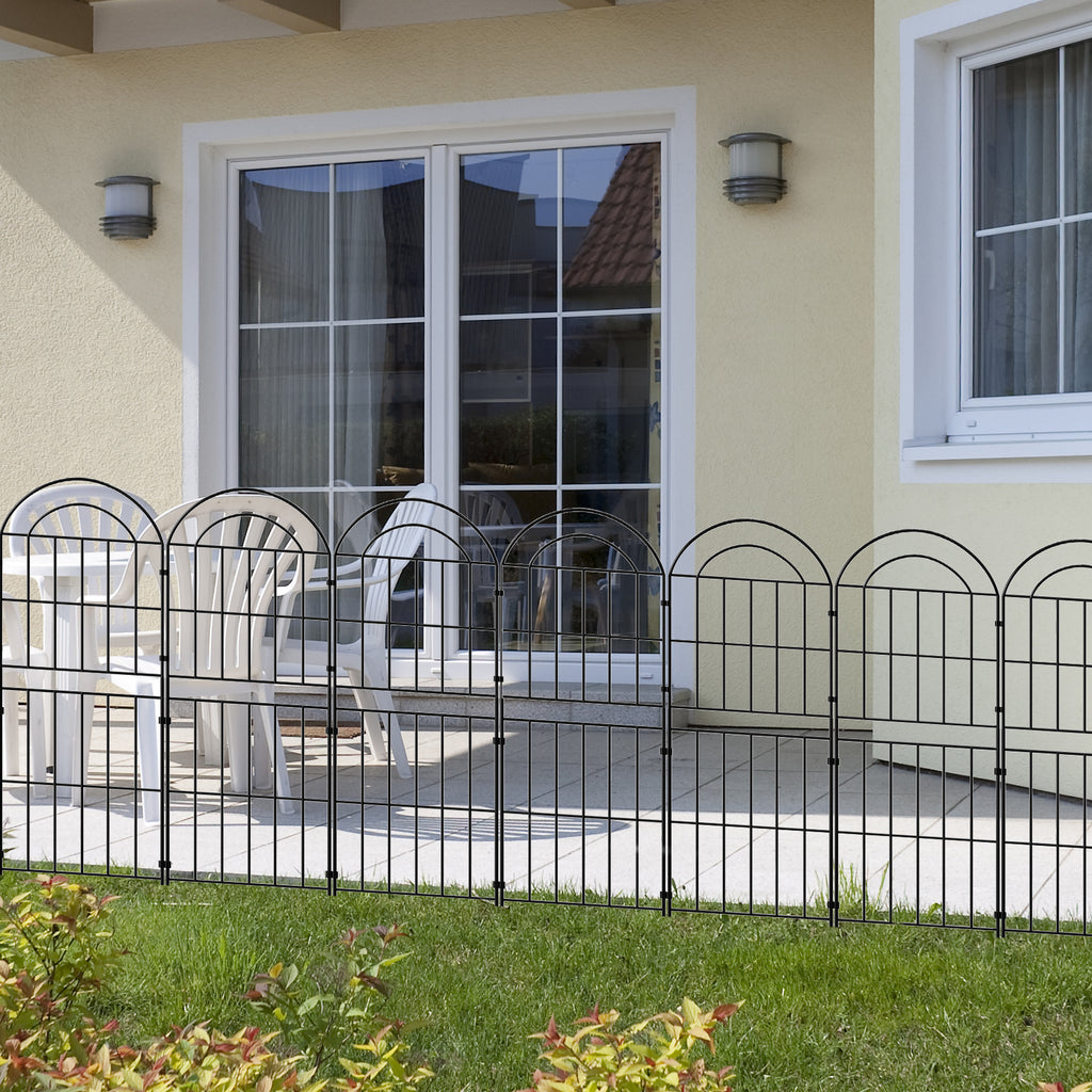 Double-Layer Decorative Garden Fence - 10-Pack Black Metal Wire Pet Barrier & Landscape Edging,