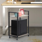 2-Tier Mobile Computer Tower Stand - Grey CPU Holder with Rolling Wheels for Home Office