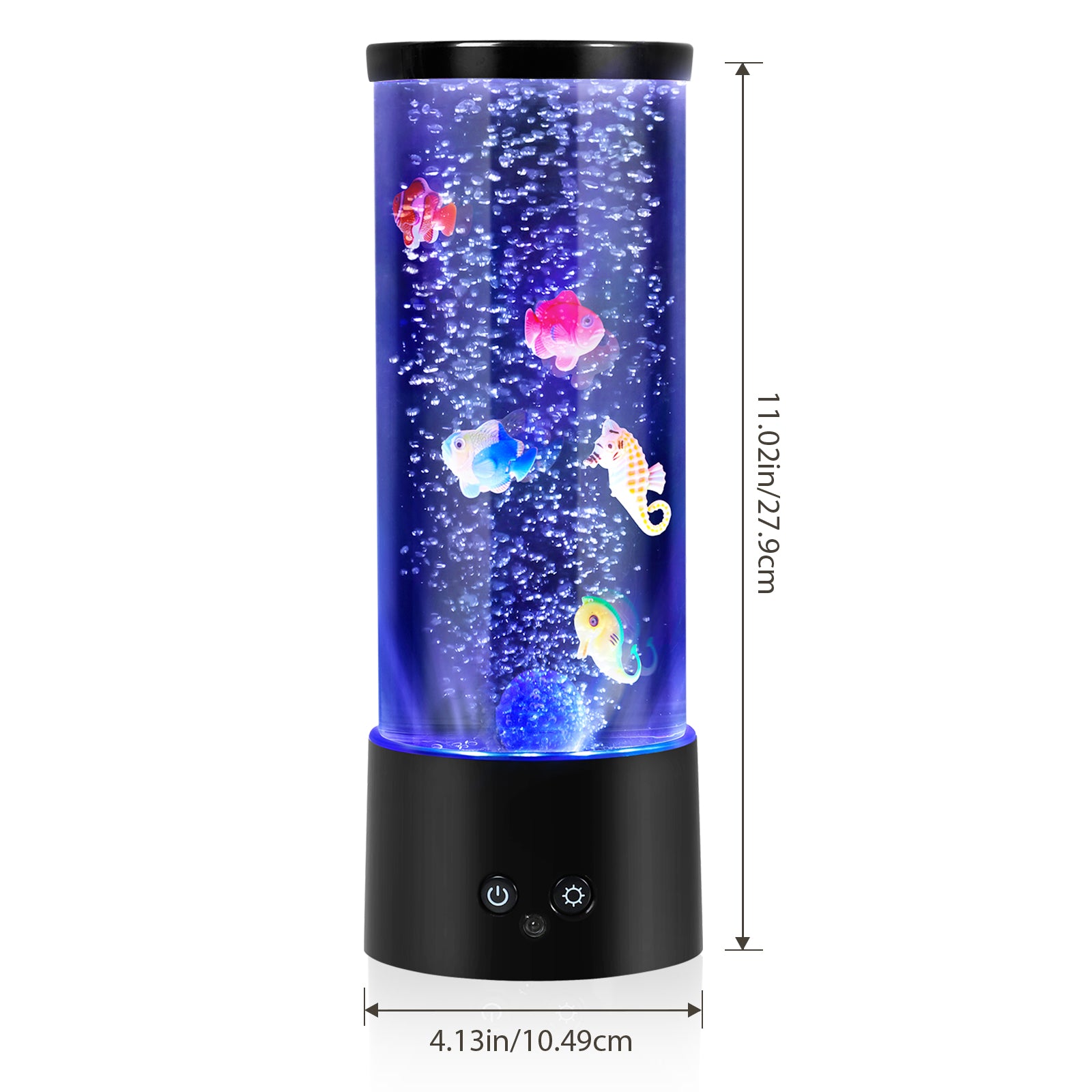 Color Changing Bubble Fish Lamp - Desktop Artificial Aquarium with 4 Lighting Modes - USB or Battery Powered Mood Light for Kids' Room & Relaxation