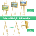 Adjustable Gold Easel Stand for Wedding Signs, Metal Poster Stand for Welcome Signs & Art Displays