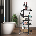 5-Tier Rolling Utility Cart with Storage Baskets - Versatile Home Organizer for Bathroom, Bedroom & Kids' Room, Multi-Purpose Mobile Shelf, Black