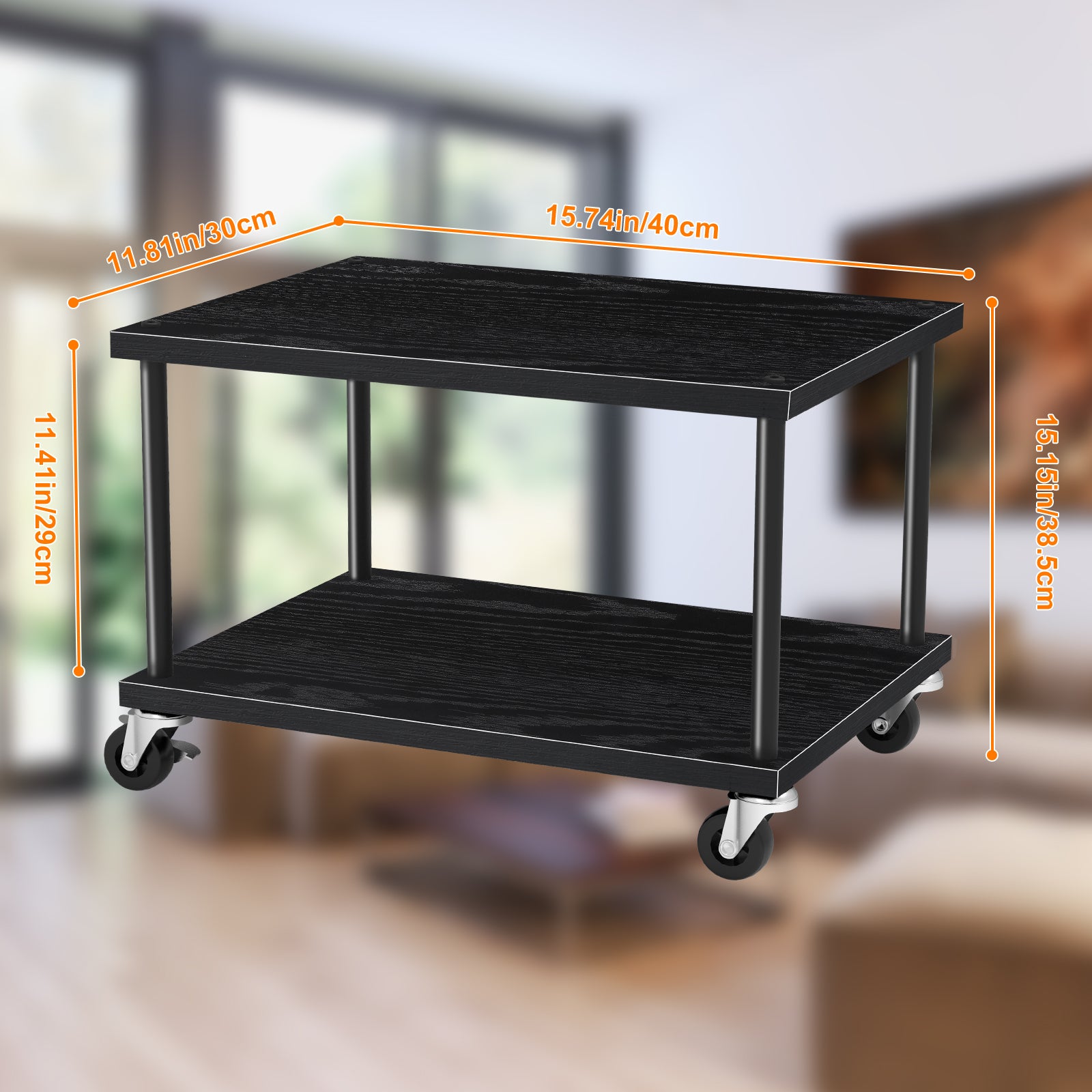 2-Tier Mobile Printer Stand with Lockable Casters