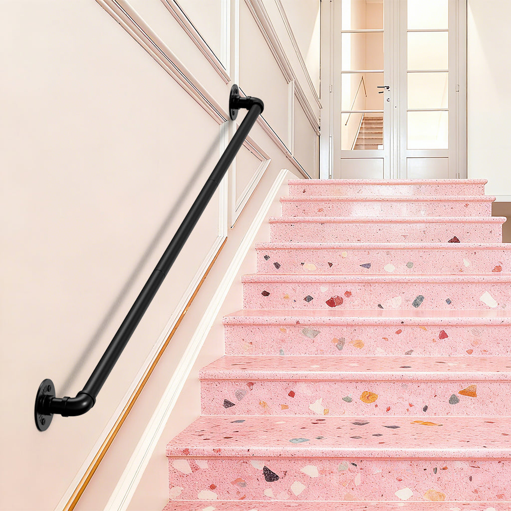 Industrial Pipe Handrail | Heavy-Duty Wall-Mounted Safety Rail for Indoor & Outdoor Steps