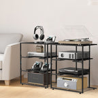 4-Tier AV Media Stand with Power Outlet - Stereo Component Cabinet & Record Player Stand for Gaming,