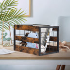2-Pack Vinyl Record Storage Box - Wood Cube Album Holder with Handles for LPs & Office Files,