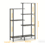 6-Tier Geometric Open Bookshelf - Farmhouse Floor Standing Display Rack & Storage Unit, Grey,