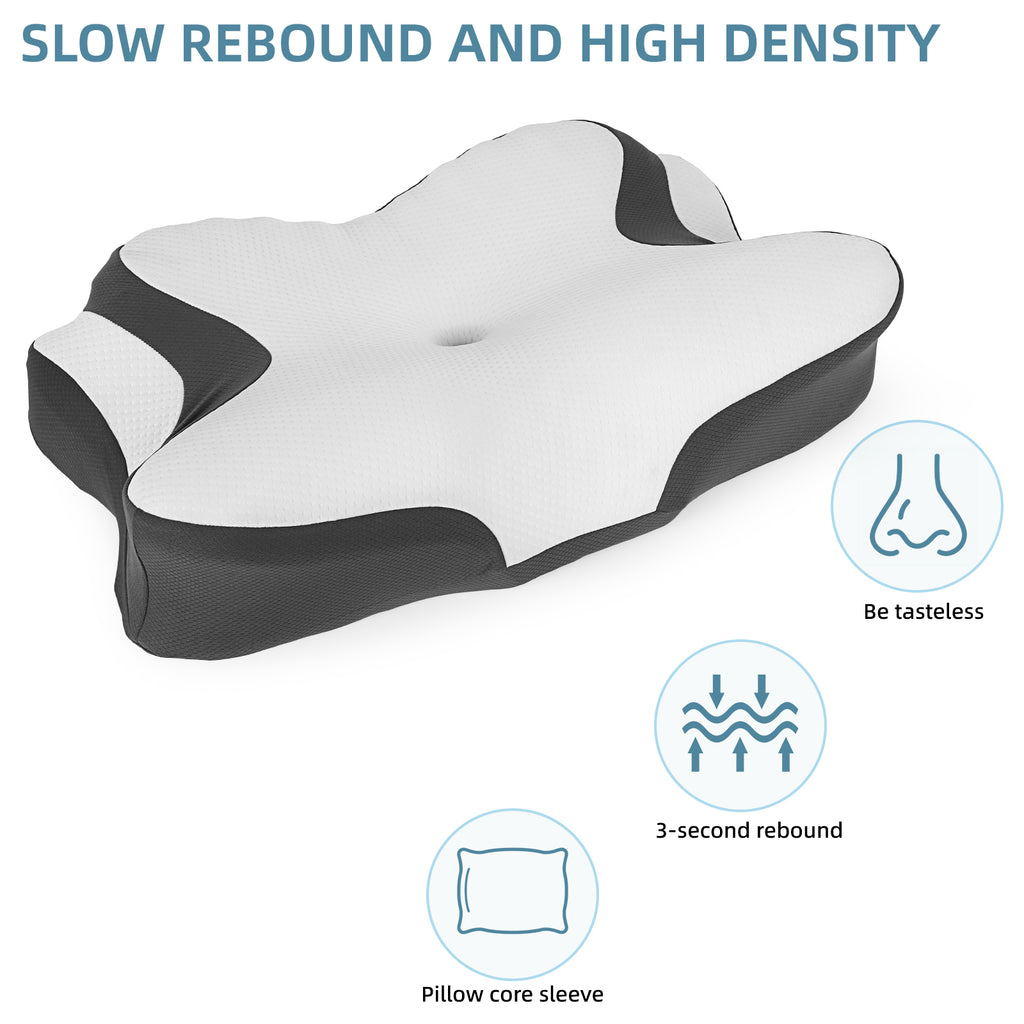 Memory Sleep Neck Pillow, Contoured Memory Sponge Pillow for Neck and Shoulder Support, Ergonomic Neck Pillow, Side Back Belly Sleep, Suitable for Side Sleepers, Back Sleepers and Belly Sleepers