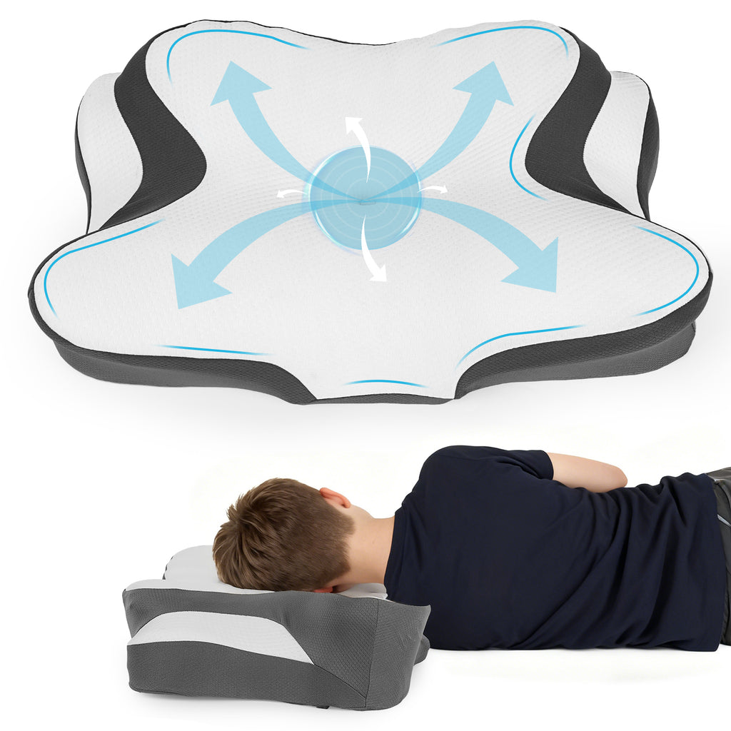 Memory Sleep Neck Pillow, Contoured Memory Sponge Pillow for Neck and Shoulder Support, Ergonomic Neck Pillow, Side Back Belly Sleep, Suitable for Side Sleepers, Back Sleepers and Belly Sleepers