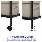 3-Tier Rolling Printer Stand with Storage - Mobile Under Desk Machine Cart for Home Office Supplies, Black,