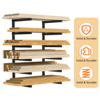 6-Level Wall-Mounted Lumber Rack - Vertical Wood Storage Organizer for Indoor and Outdoor Workshop