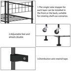 5-Tier Rolling Wire Storage Basket Cart - Slim Utility Shelf Organizer for Kitchen, Pantry, Laundry Room & Kids' Playroom, Black