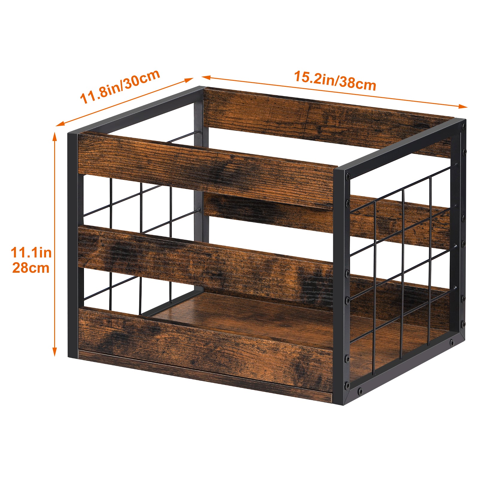 2-Pack Vinyl Record Storage Box - Wood Cube Album Holder with Handles for LPs & Office Files,
