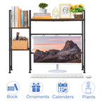 Wood & Metal Desktop Hutch Organizer for Dorm and Office