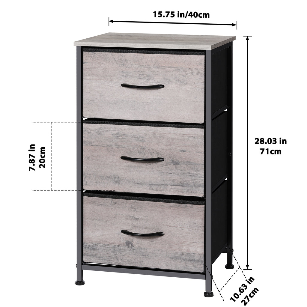 3-Drawer Fabric Nightstand Dresser - Small Storage Tower for Bedroom & Closets