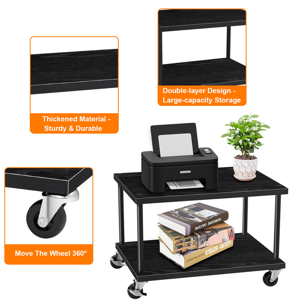 2-Tier Mobile Printer Stand with Lockable Casters