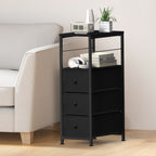 Narrow 3-Drawer Dresser - Slim Side Table with Storage for Small Spaces & Bathrooms, Black,