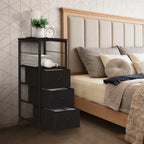 Narrow 3-Drawer Dresser - Slim Side Table with Storage for Small Spaces & Bathrooms, Black,