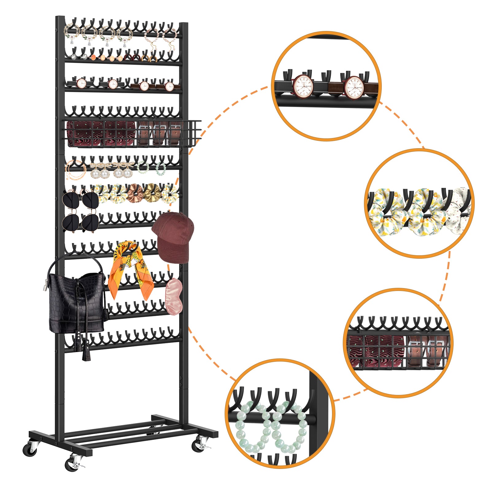 2-Sided Hair Braiding Rack with Wheels & 286 Pegs