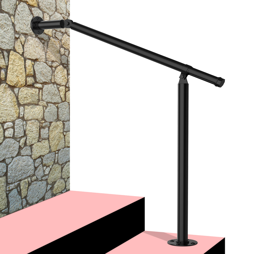 1PC Hand Rails for Outdoor Steps, Wall Floor Mounted Wrought Iron Handrails Deck Rail Kit Exterior Hand Railings for Seniors Indoor Stairs Porch Railing