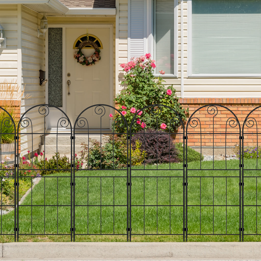 Decorative Scroll Garden Fence - Rustproof Metal Border - No-Dig Animal Barrier for Flower Beds,