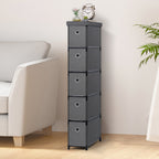 5-Drawer Narrow Grey Dresser - Lightweight Fabric Storage Cabinet for Laundry & Entryway