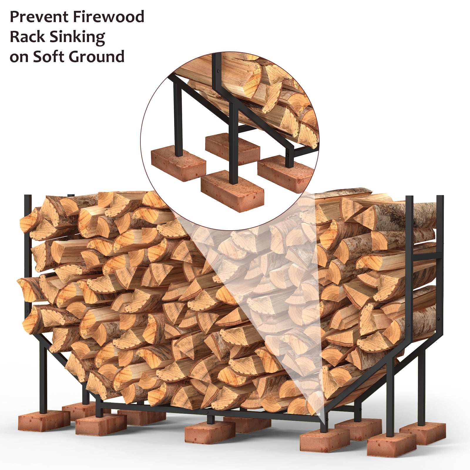 Heavy Duty V-Shaped Firewood Log Rack for Indoor/Outdoor
