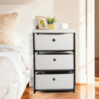 2-Pack Small White Fabric Dressers - Matching 3-Drawer Storage Units for Bedroom & Nursery