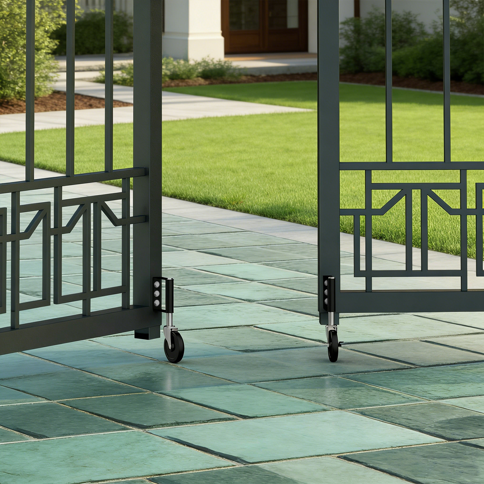 2-Pack 4-Inch Spring Loaded Gate Casters, Heavy Duty Gate Wheels with 220 Lbs Capacity for Metal and Wood Gates,