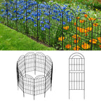 Double-Layer Decorative Garden Fence - 10-Pack Black Metal Wire Pet Barrier & Landscape Edging,