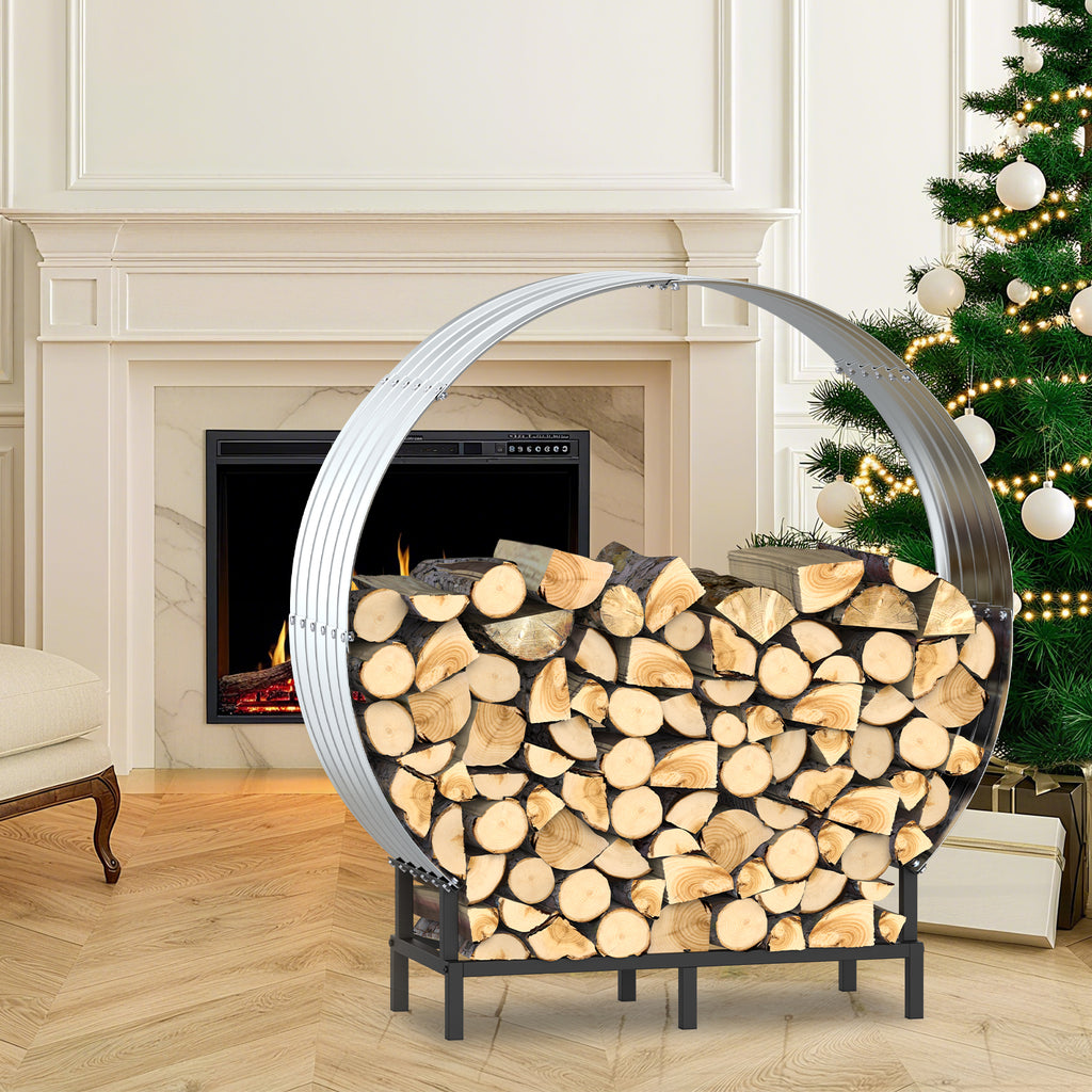 Circular Metal Firewood Rack for Outdoor Storage